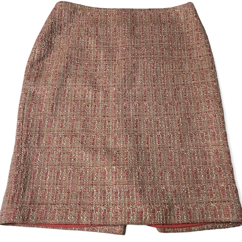Talbots Red and Cream Tweed Pencil Skirt